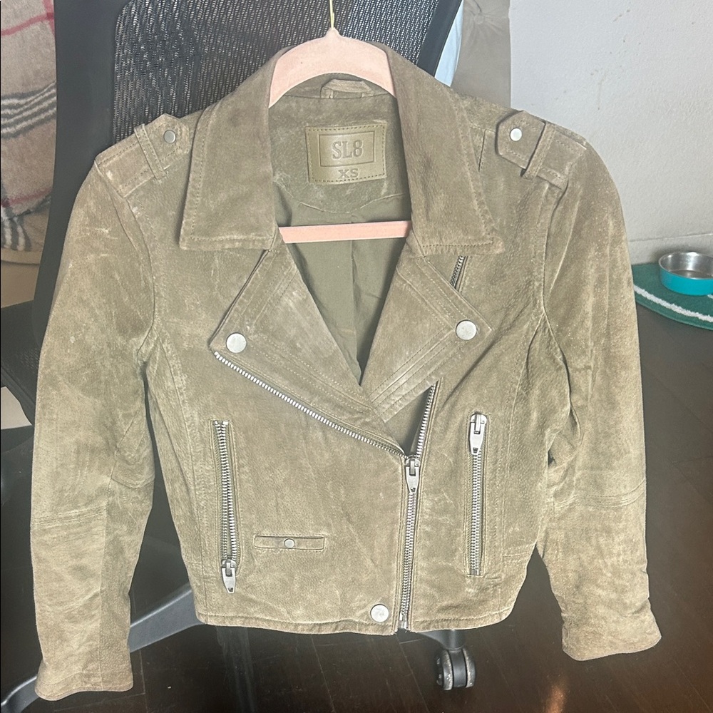 SL8 Women's Khaki Suede Biker Jacket